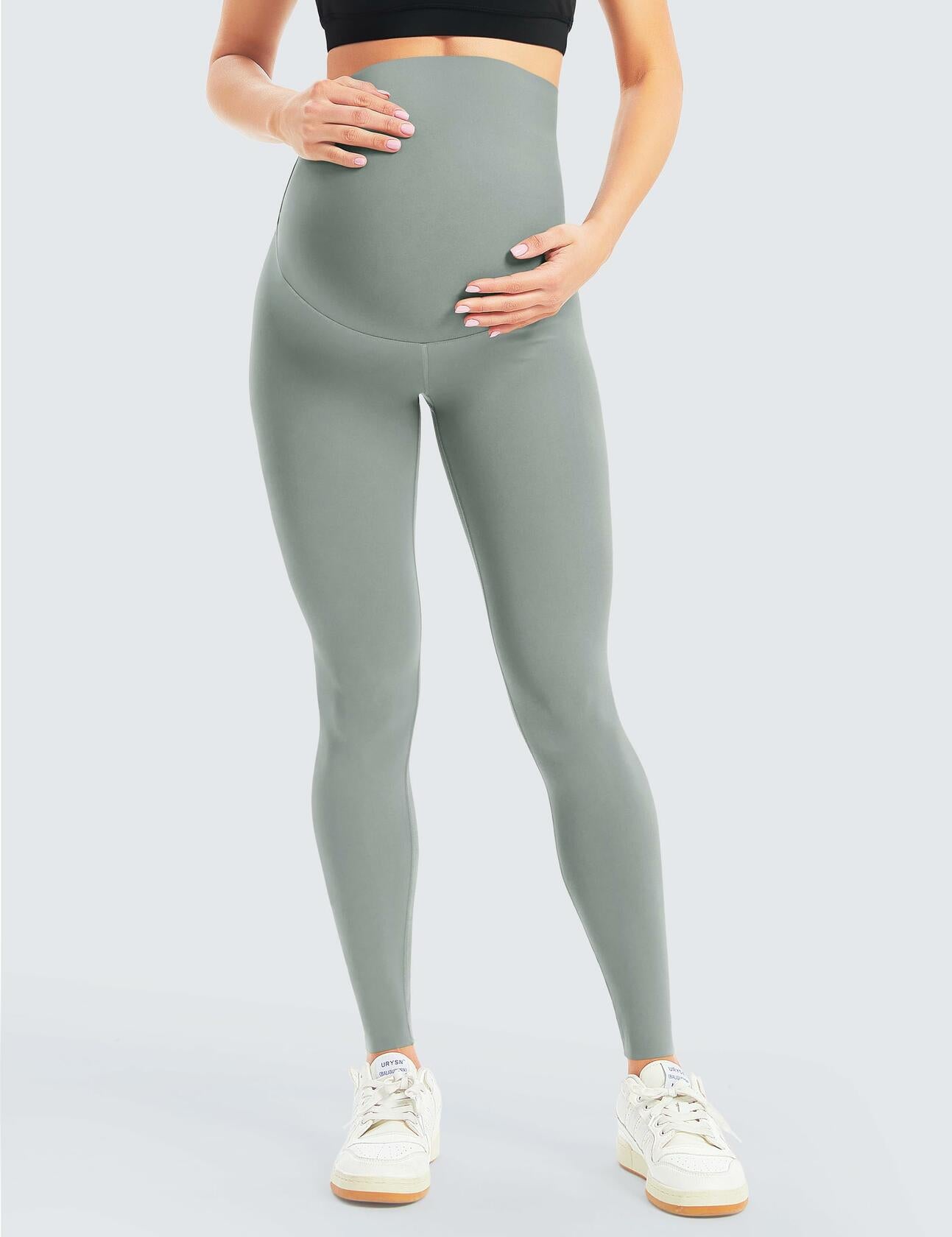 BONVIGOR Women's Maternity Leggings Over Belly Bump Full Length Yoga Pants - L