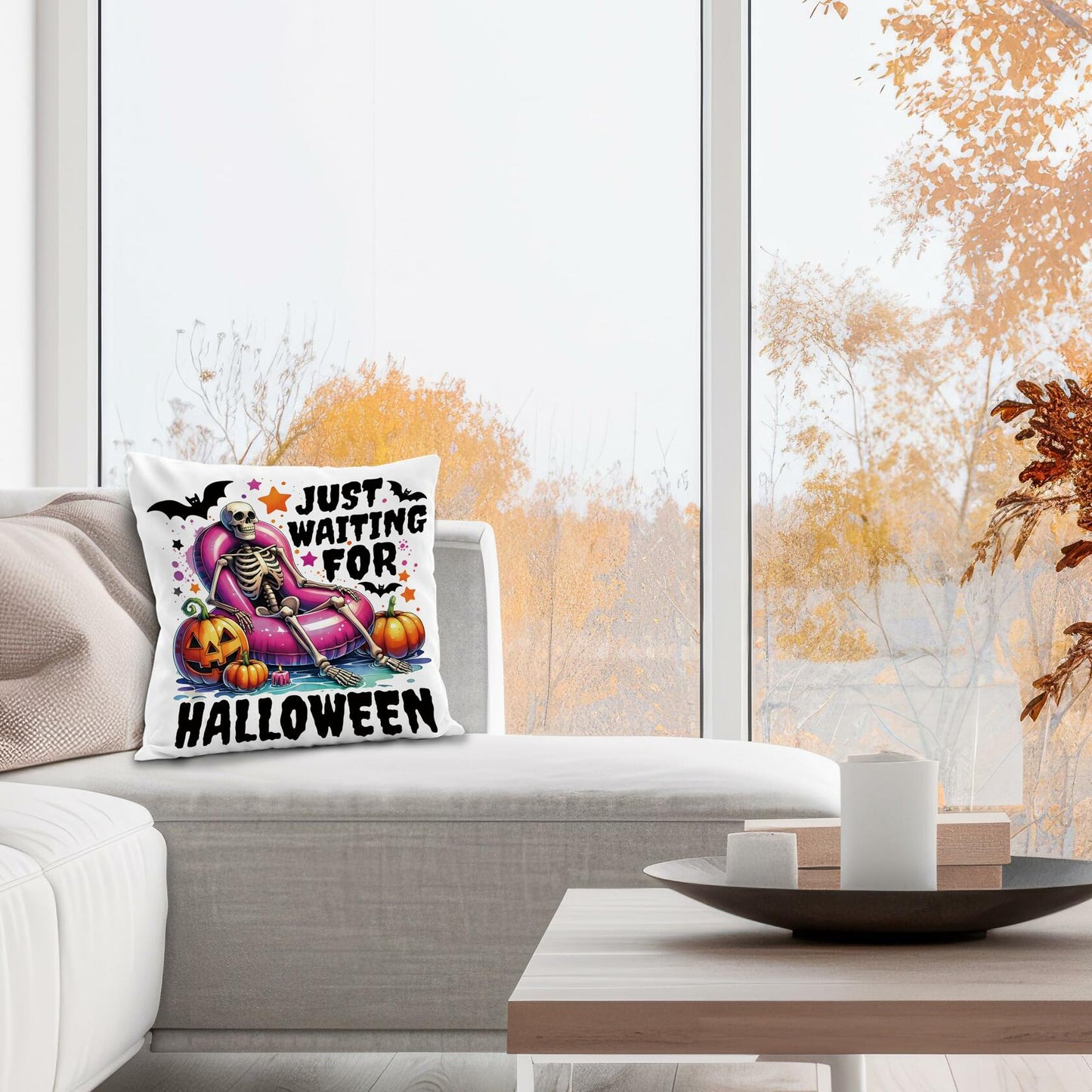 Nogrit Halloween Pumpkin Skeleton Pillow Covers 18x18 Orange 2 Pack