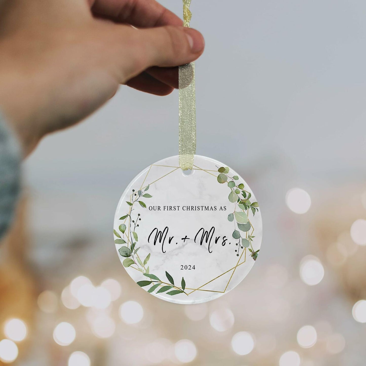 First Christmas as Mr and Mrs Ornament 2024 Ceramic Hanging 2.9"