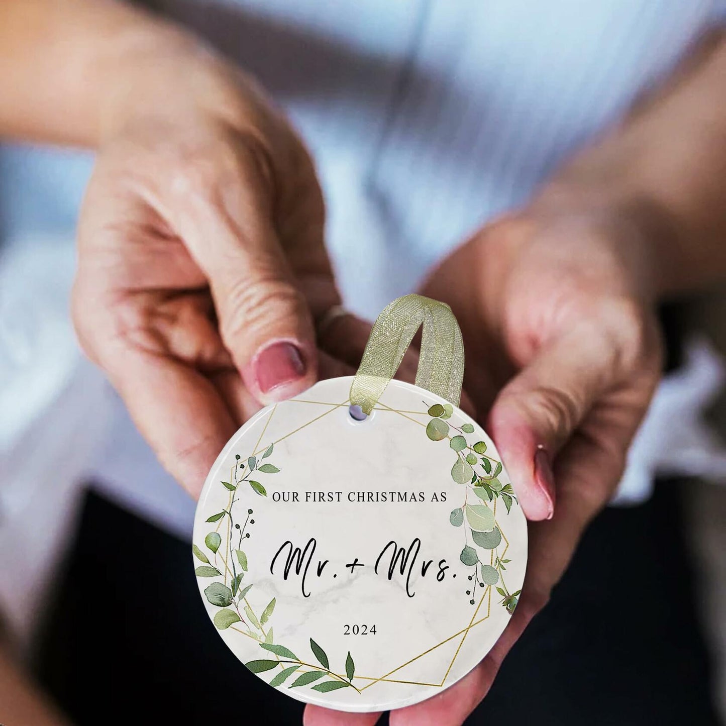 First Christmas as Mr and Mrs Ornament 2024 Ceramic Hanging 2.9"