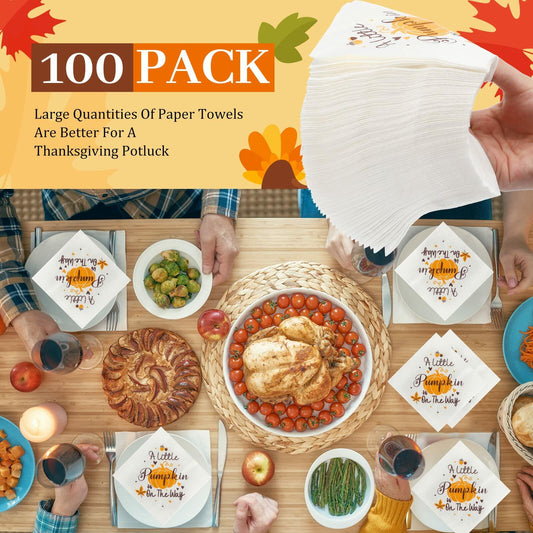 Crtiin Pumpkin Baby Shower Napkins He or She Gender Reveal 100 Pcs