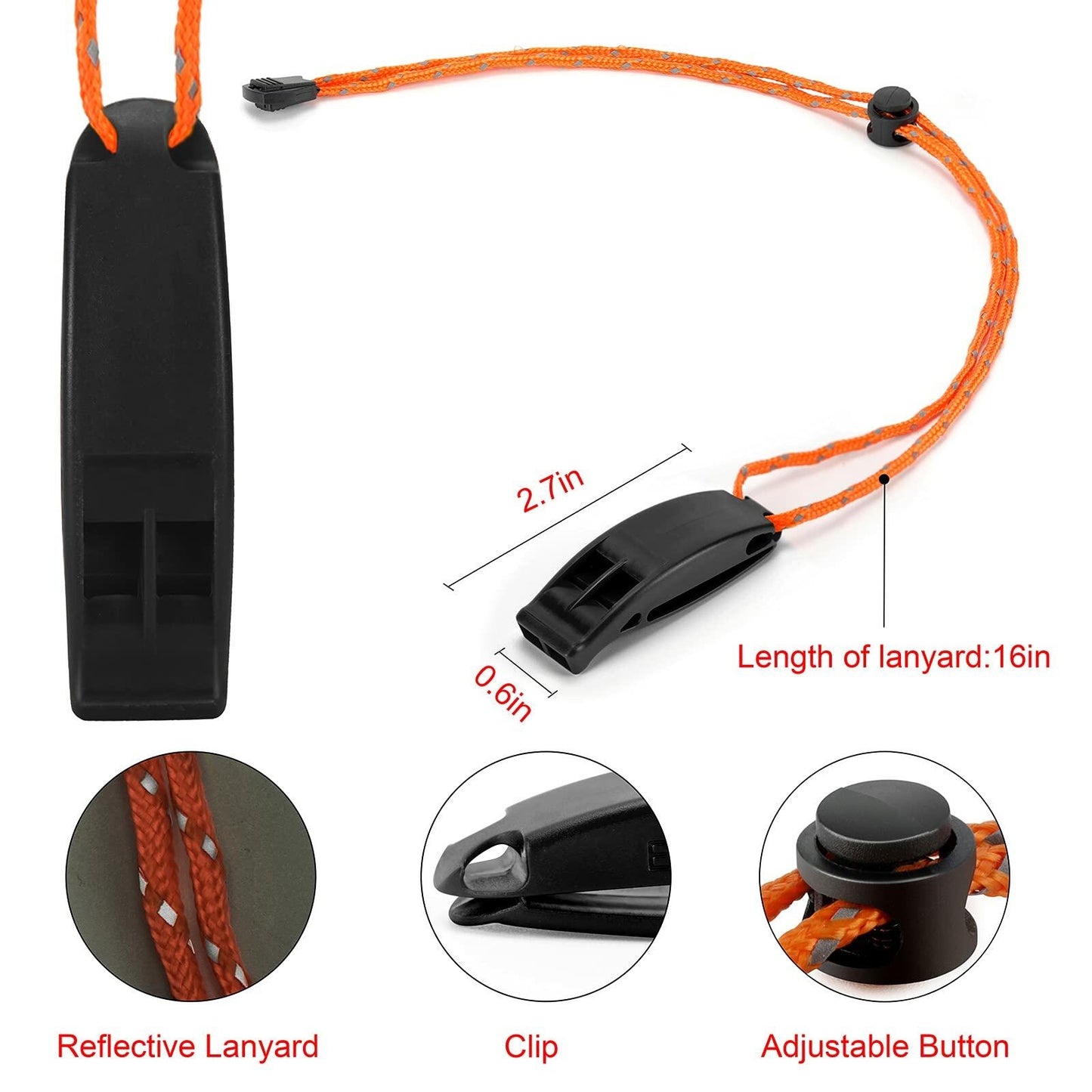 Hipat Emergency Whistle Super Loud Floating Whistle with Lanyard Outdoor