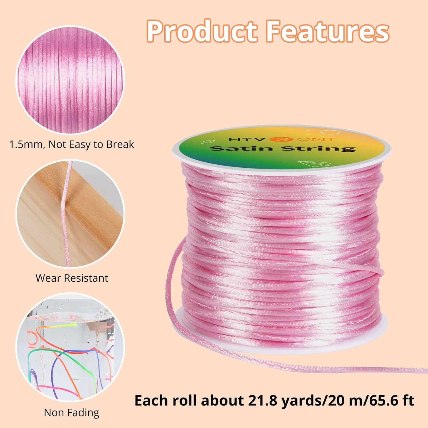 HTVRONT 1mm Elastic Bracelet String Clear Cord 120m with Bead Needle