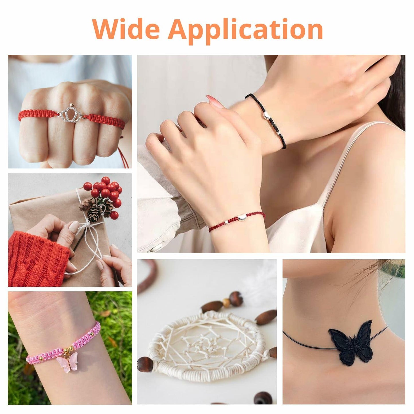 HTVRONT 1mm Elastic Bracelet String Clear Cord 120m with Bead Needle