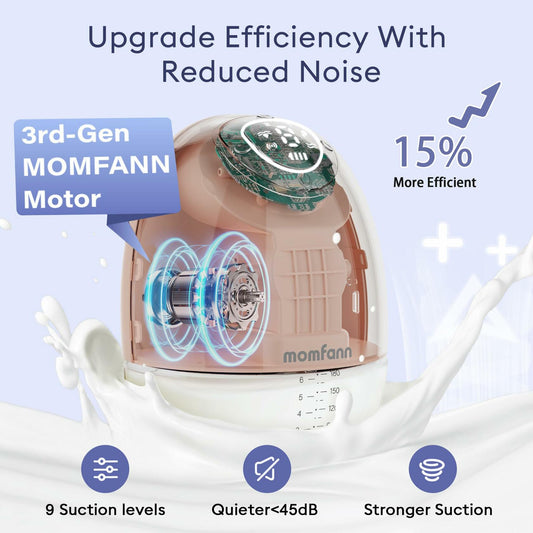 MOMFANN Electric Wearable Double Breast Pump Hands-Free APP Control Beige