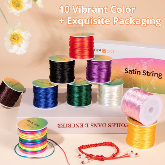 HTVRONT 1mm Elastic Bracelet String Clear Cord 120m with Bead Needle