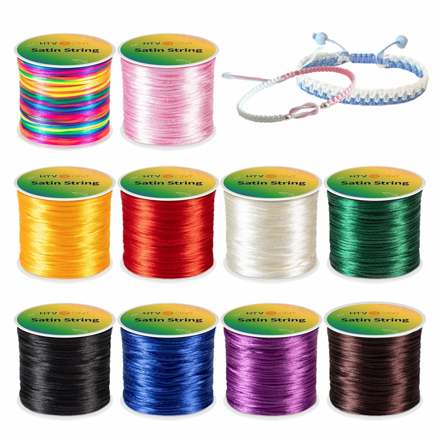 HTVRONT 1mm Elastic Bracelet String Clear Cord 120m with Bead Needle