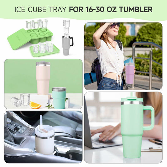 SUNGRACE Silicone Ice Cube Mold Tray for Stanley Yeti 20/30/40oz Tumbler Green