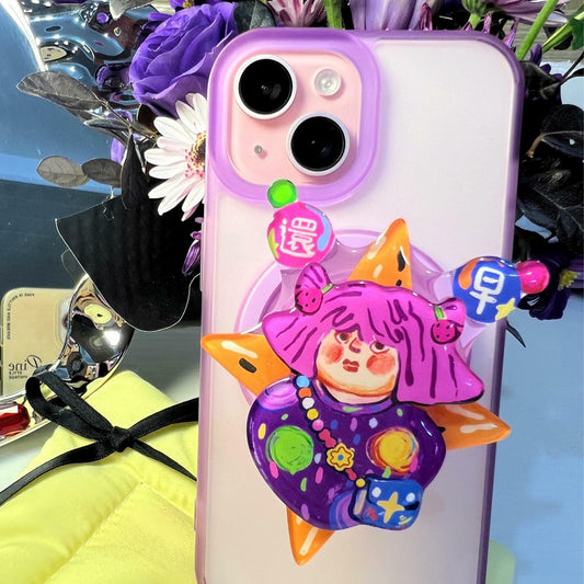 chanseens Magnetic Foldable Rotating Phone Grip Ring Buckle - Black