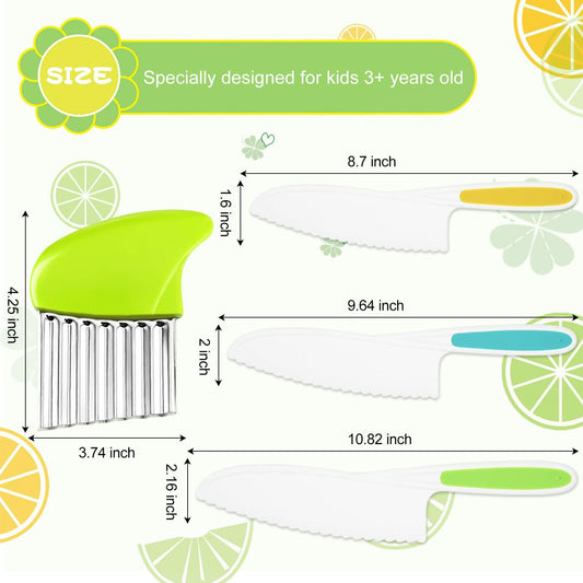 Suhctuptx Kids Nylon Kitchen Knife Set Toddler Safe Cooking Tools 4 Pcs