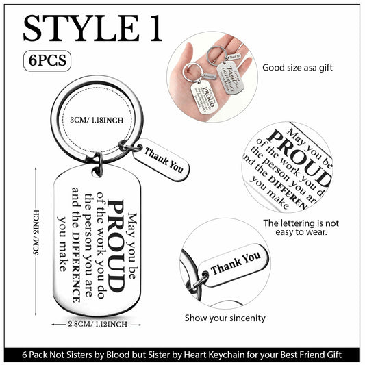 Roowest 12 Pcs Thank You Keychain Gifts Bulk Inspirational Square Round