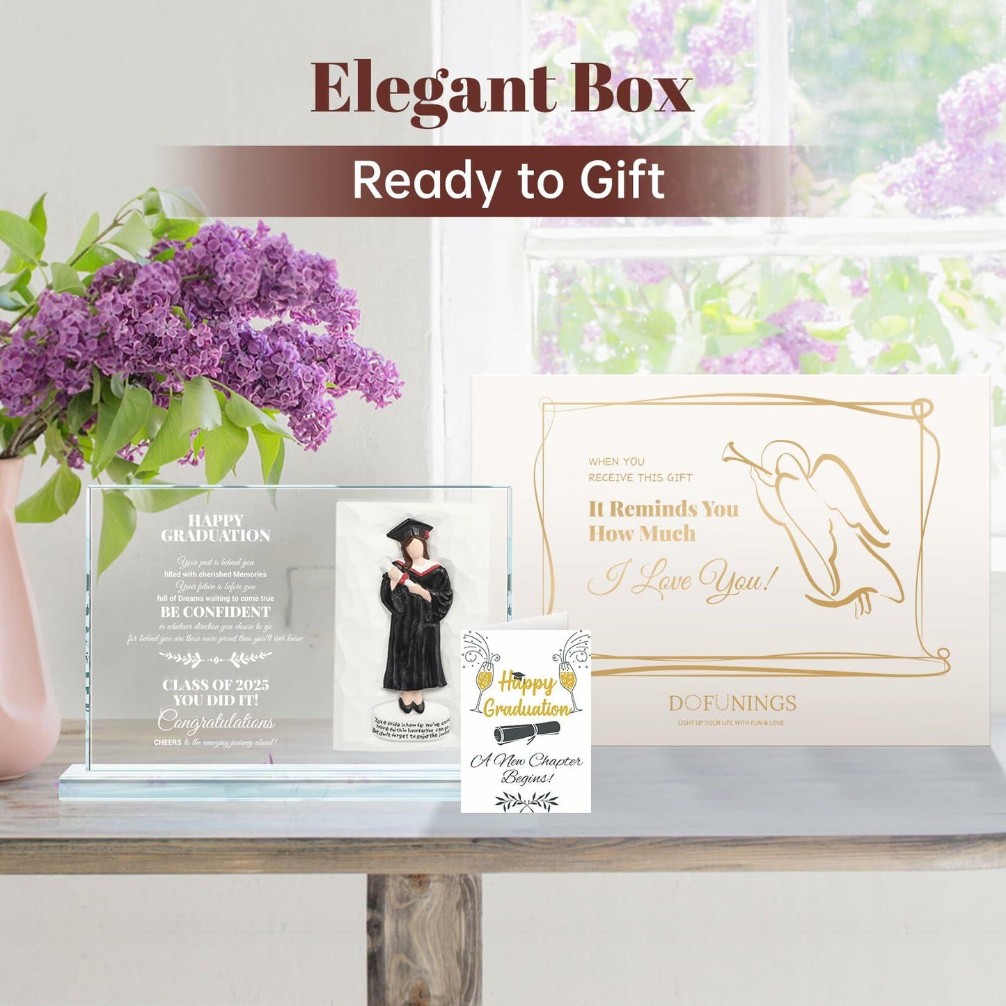 Crystal Graduate Figurine Plaque 4x6 Inspirational Graduation Gift 2025