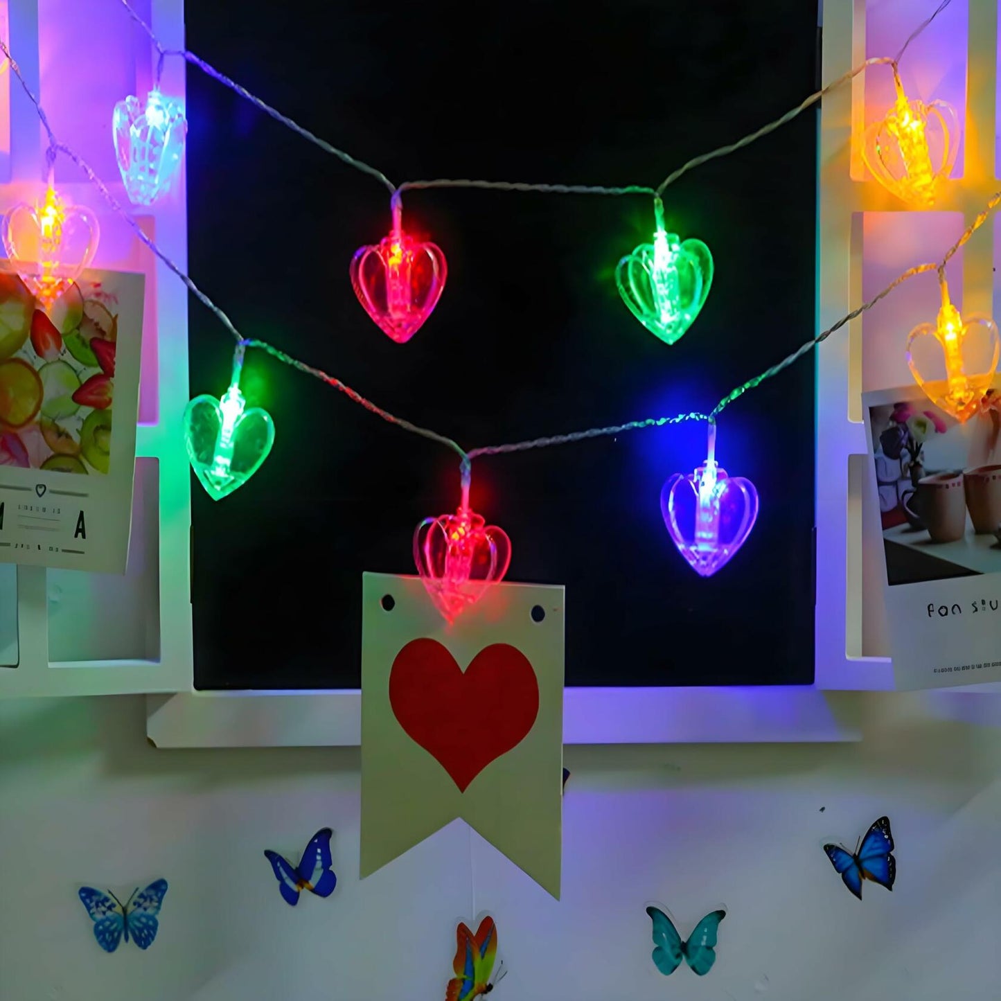 Heart Photo Clips String Light 10Ft Battery Fairy Lights Colorful Decor