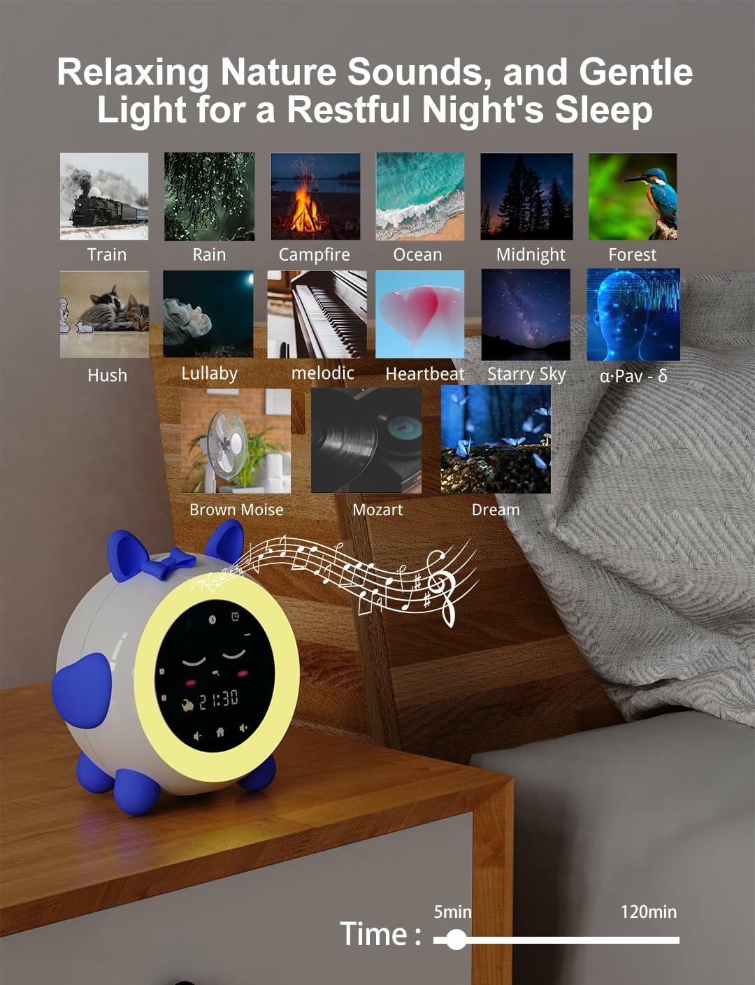 GOFYME NONIOO Kids Sleep Training Clock Night Light Toddler NAP Timer Blue