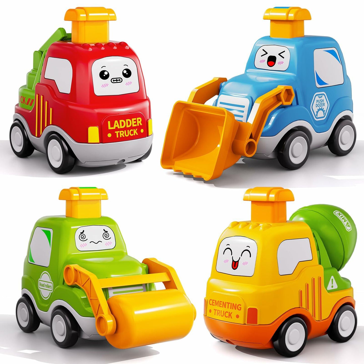 JUKUDAHU Press Engineering Car Toy Push & Go Friction Toddler Gift