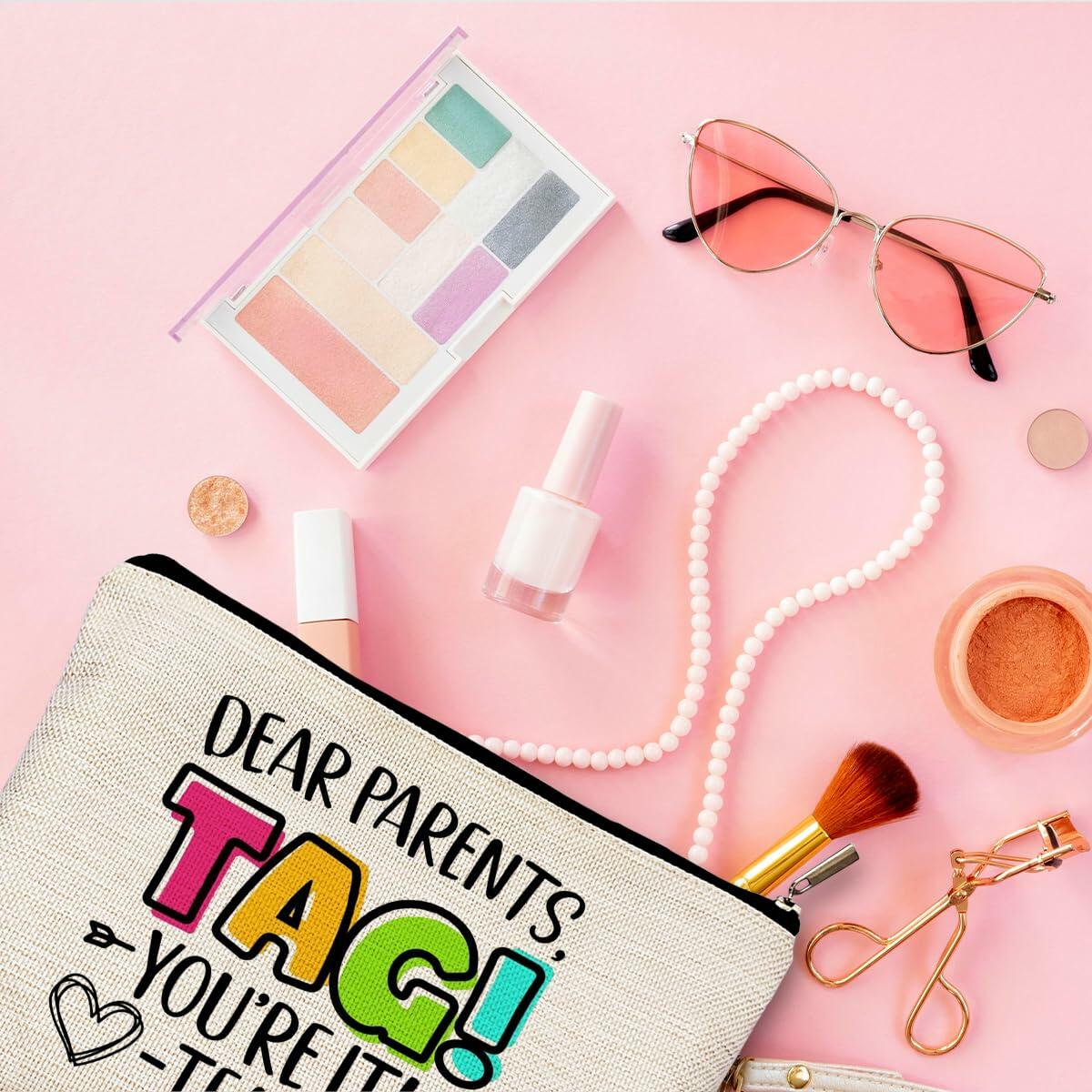 QGFM Teacher Makeup Bag Scratch Resistant Multicolor Cosmetic Travel Gym