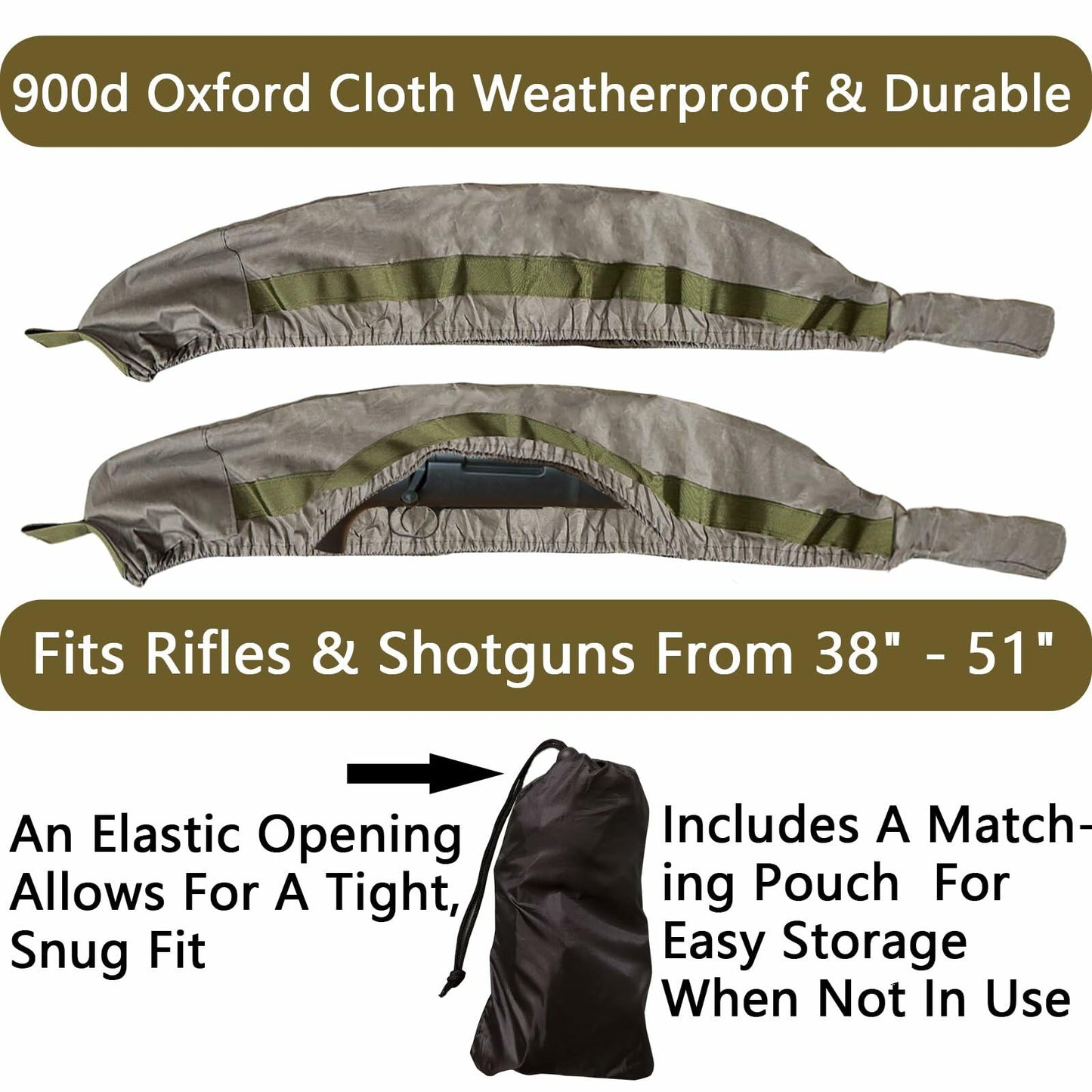 Miaking Quick Release Shotgun Rifle Sock Sleeve Black 38-51in Size 38-51in