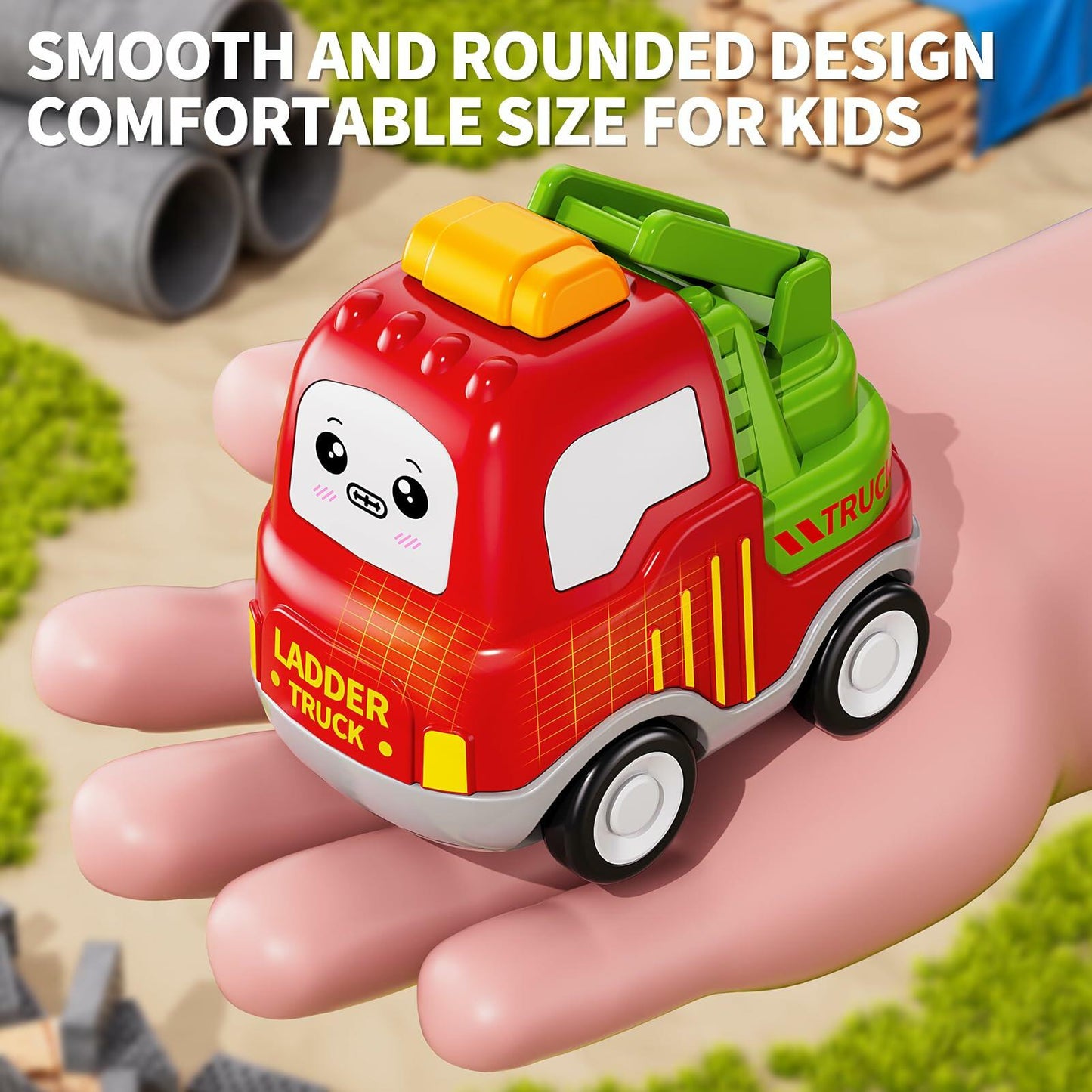 JUKUDAHU Press Engineering Car Toy Push & Go Friction Toddler Gift