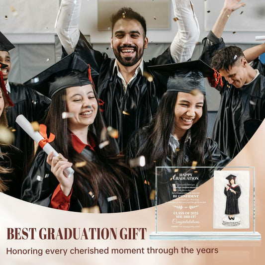 Crystal Graduate Figurine Plaque 4x6 Inspirational Graduation Gift 2025