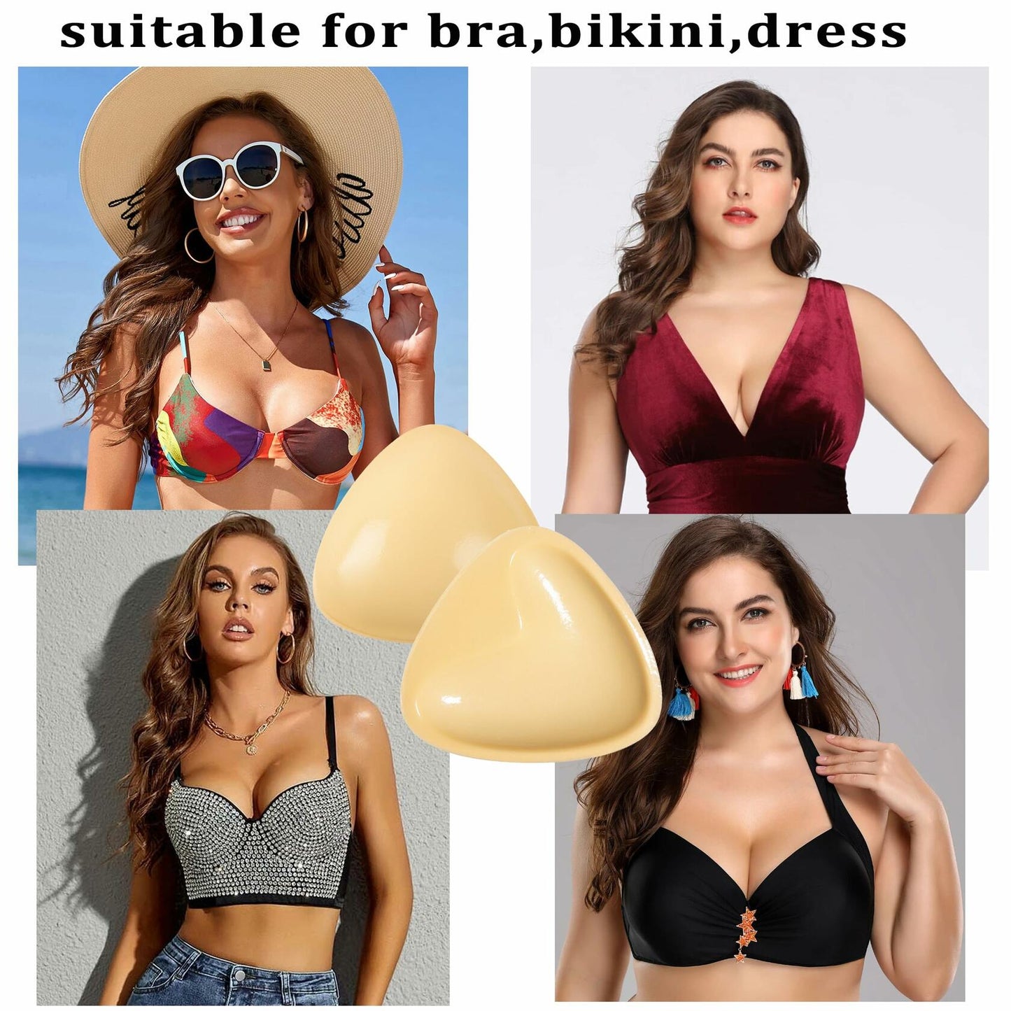 PRETTYWELL Sticky Bra Pads Inserts Double Sided Push Up Bikini Enhancers Size M
