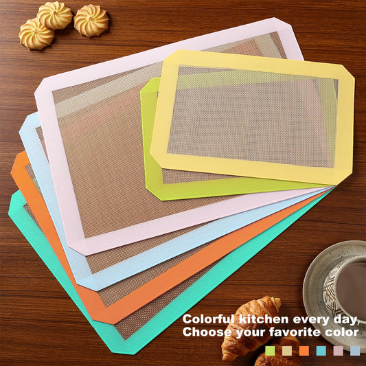 Colorful Silicone Baking Mat Non Stick Food Safe Reusable 3 Pk Orange Blue Green