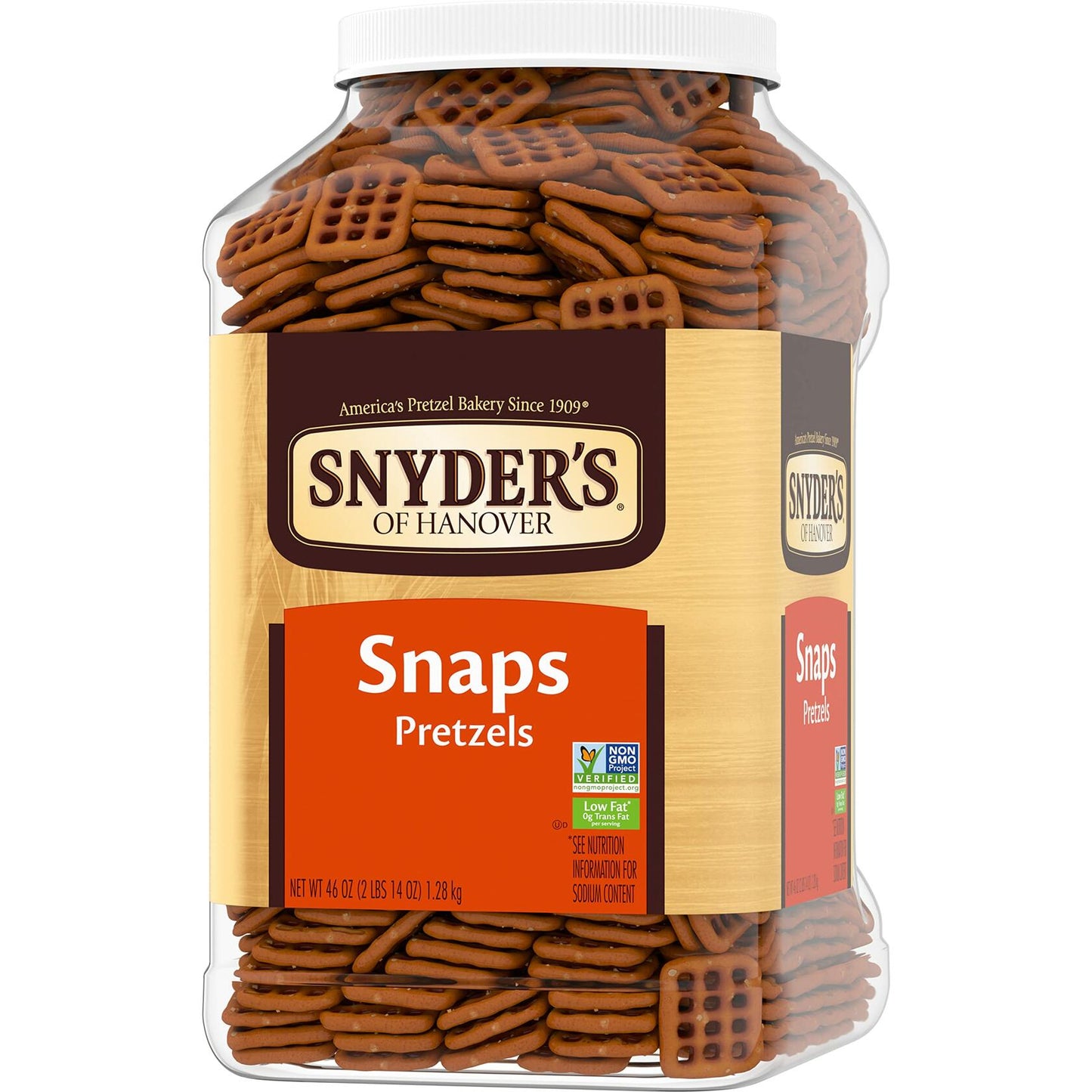 BestBy07/25 Snyder's of Hanover Pretzel Snaps Crunchy Snack 46 Oz Canister