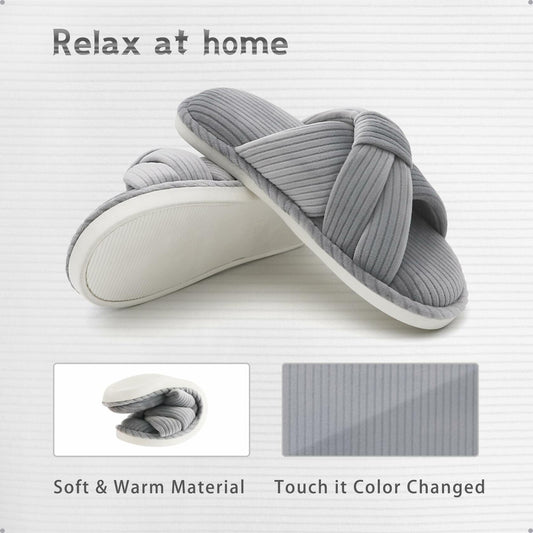 Gecgucy Women's Open Toe Crossband House Slippers Size 8-9