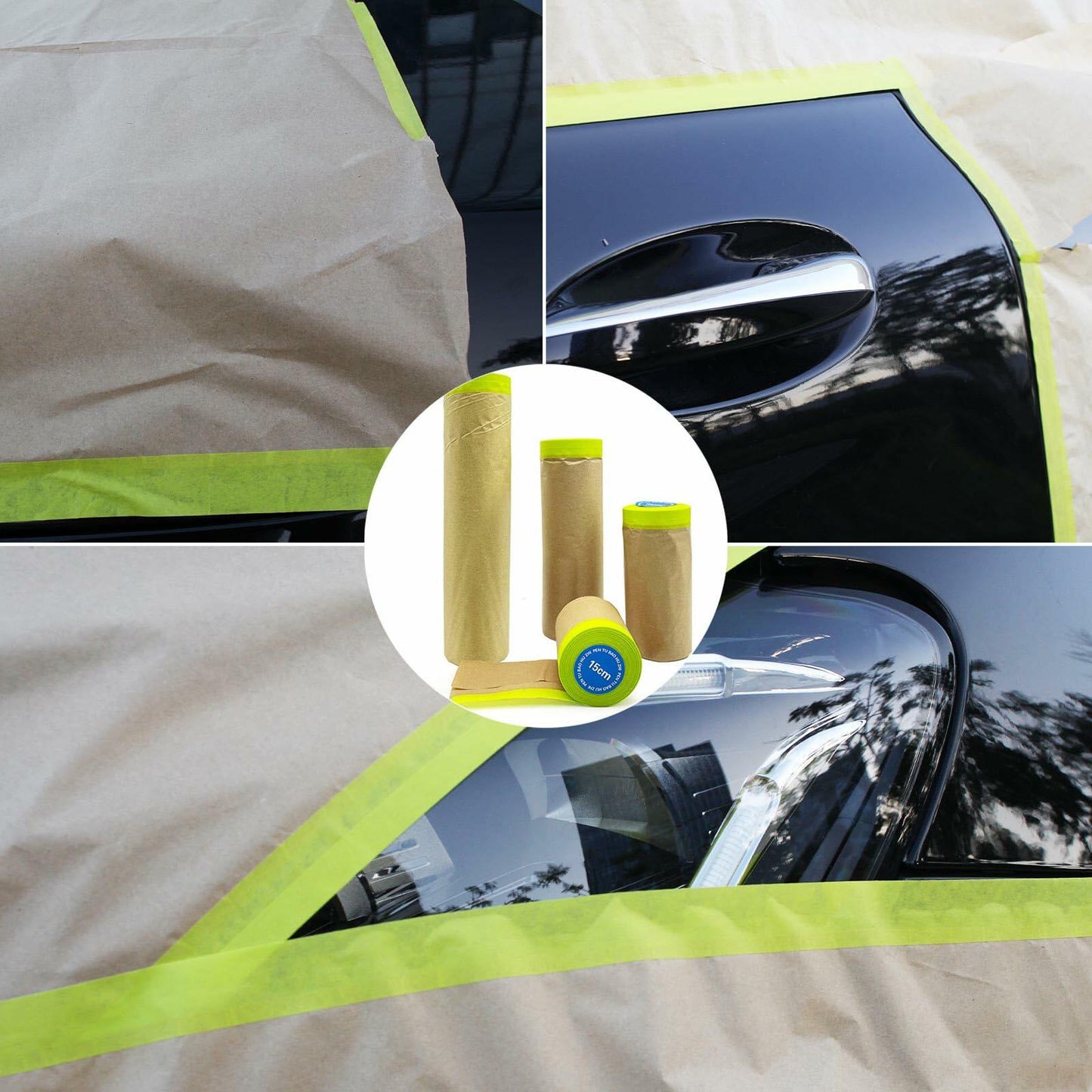 Hubaow Tape and Drape Masking Paper 18x50ft Pre-Taped Adhesive White 1 Pack