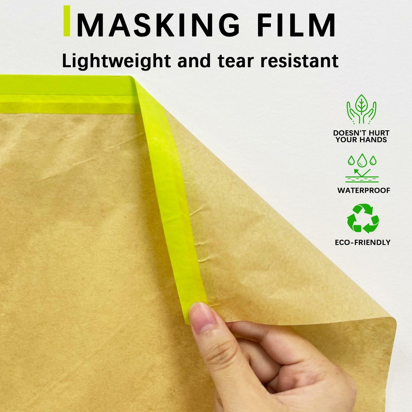 Hubaow Tape and Drape Masking Paper 18x50ft Pre-Taped Adhesive White 1 Pack