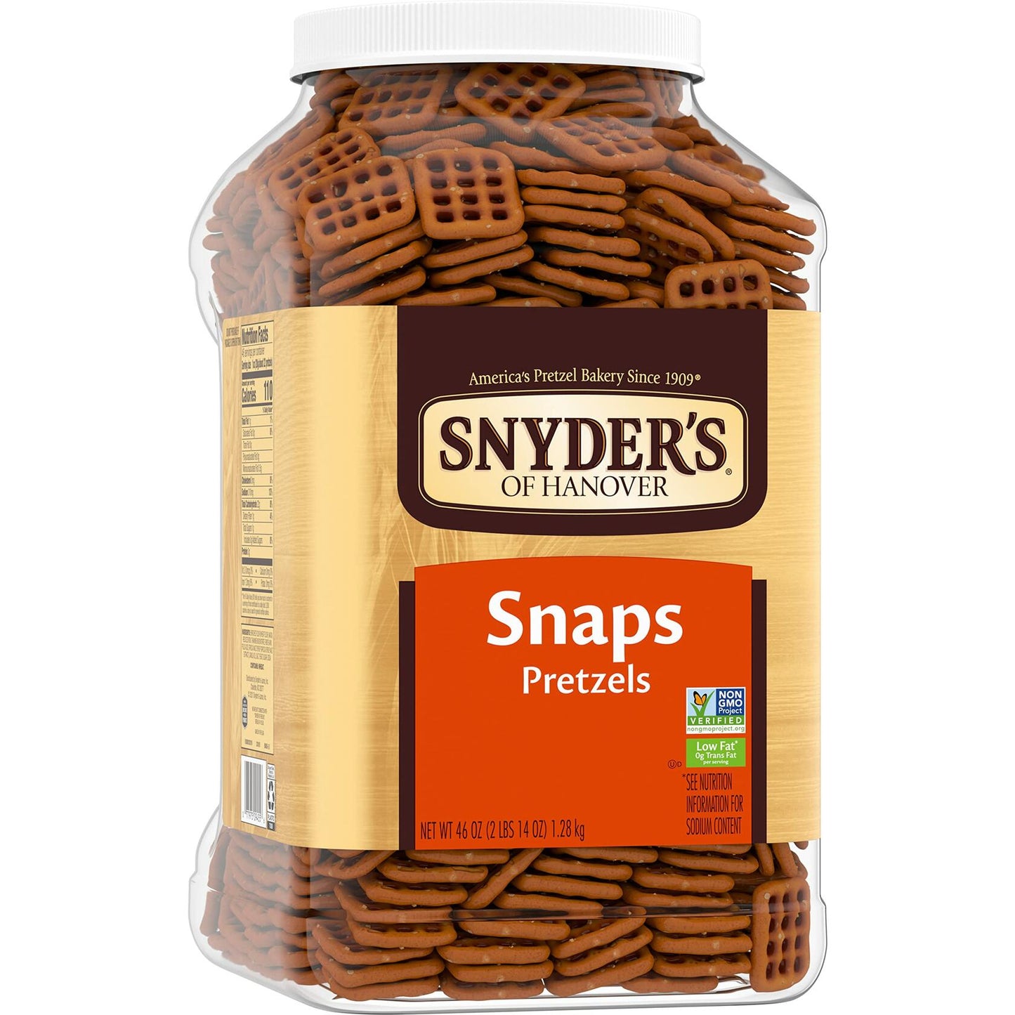 BestBy07/25 Snyder's of Hanover Pretzel Snaps Crunchy Snack 46 Oz Canister