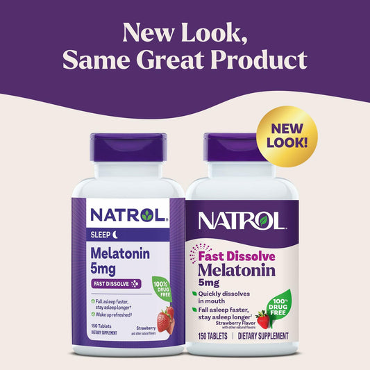 BestBy08/25 Natrol Melatonin 5mg Fast Dissolve Tablets Strawberry 150 Count