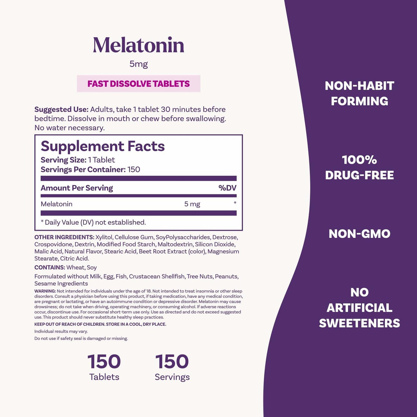 BestBy08/25 Natrol Melatonin 5mg Fast Dissolve Tablets Strawberry 150 Count