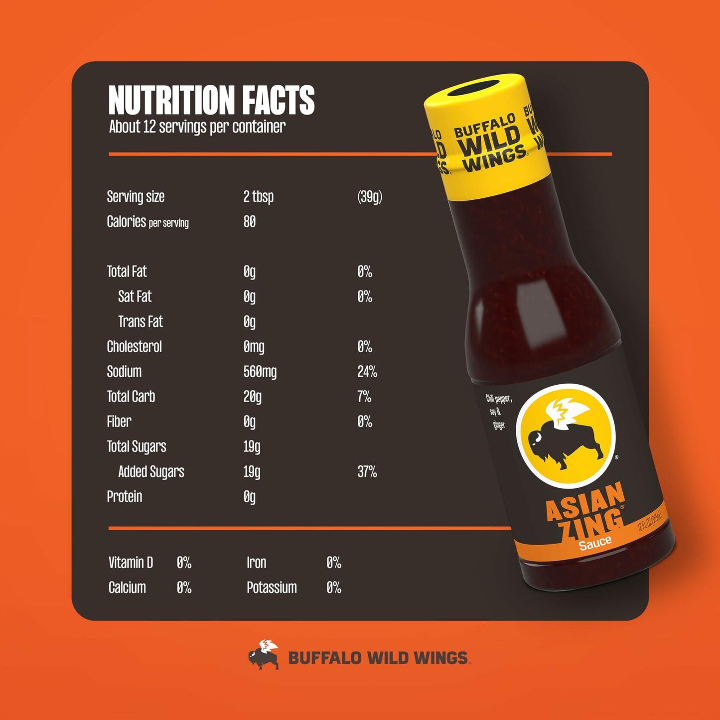 BestBy06/25 Buffalo Wild Wings Asian Zing Sauce 12 fl oz Perfect Dipping