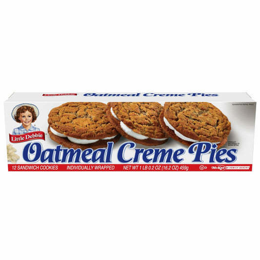 BestBy05/25 Little Debbie Oatmeal Crème Pies Sandwich Cookies 12 Count 16.2oz