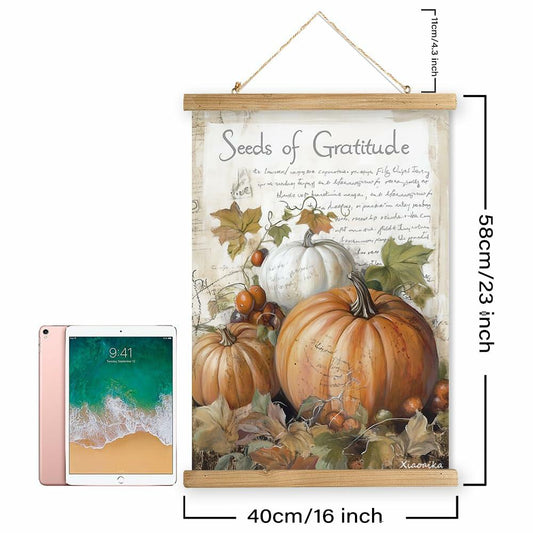 XIAOAIKA Vintage Pumpkin Thanksgiving Poster Wall Art Rustic 16x23