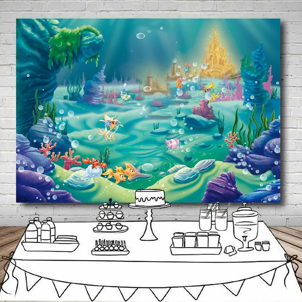 Sensfun Under The Sea Mermaid Backdrop Photography Blue 7x5ft