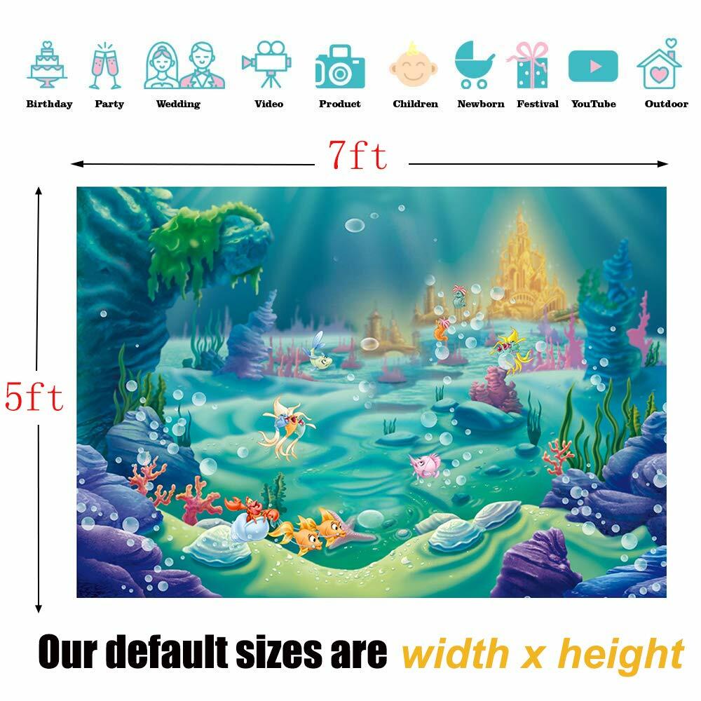 Sensfun Under The Sea Mermaid Backdrop Photography Blue 7x5ft