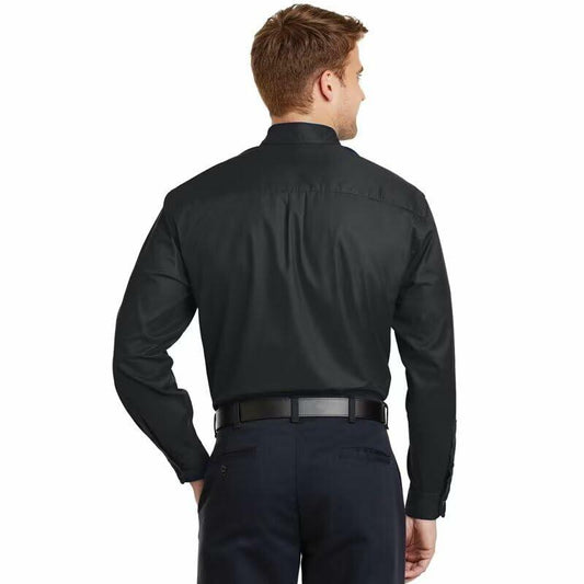 Wangyue Black Long Sleeve Casual Button-Down Shirt with Pockets Size 3XL