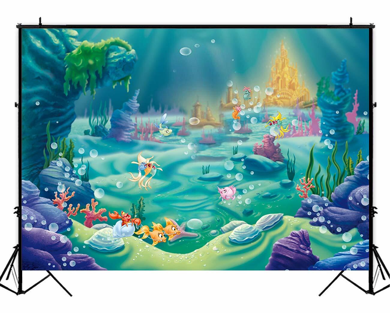 Sensfun Under The Sea Mermaid Backdrop Photography Blue 7x5ft