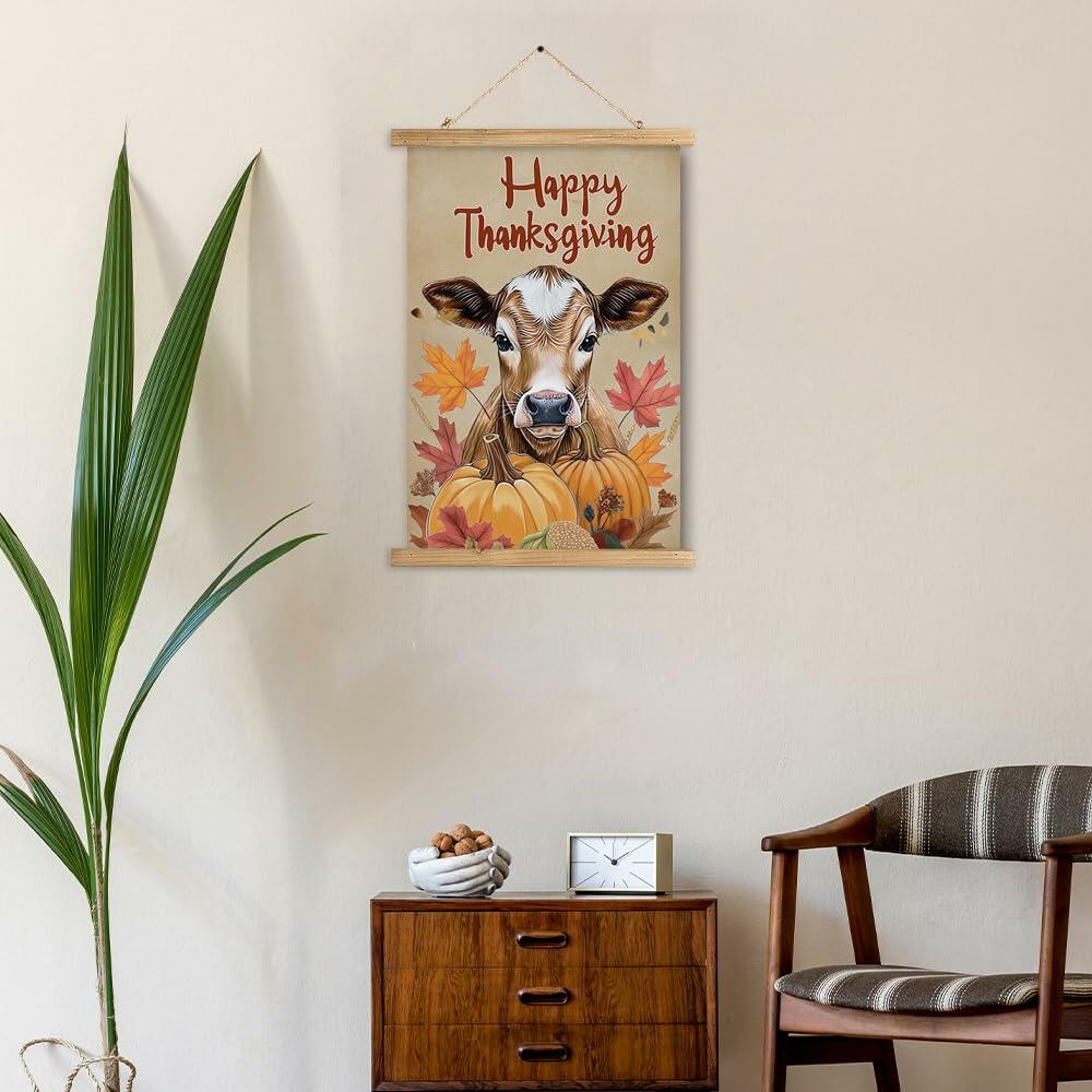 XIAOAIKA Vintage Autumn Harvest Poster Sunflowers Pumpkins 16x23 Linen Canvas