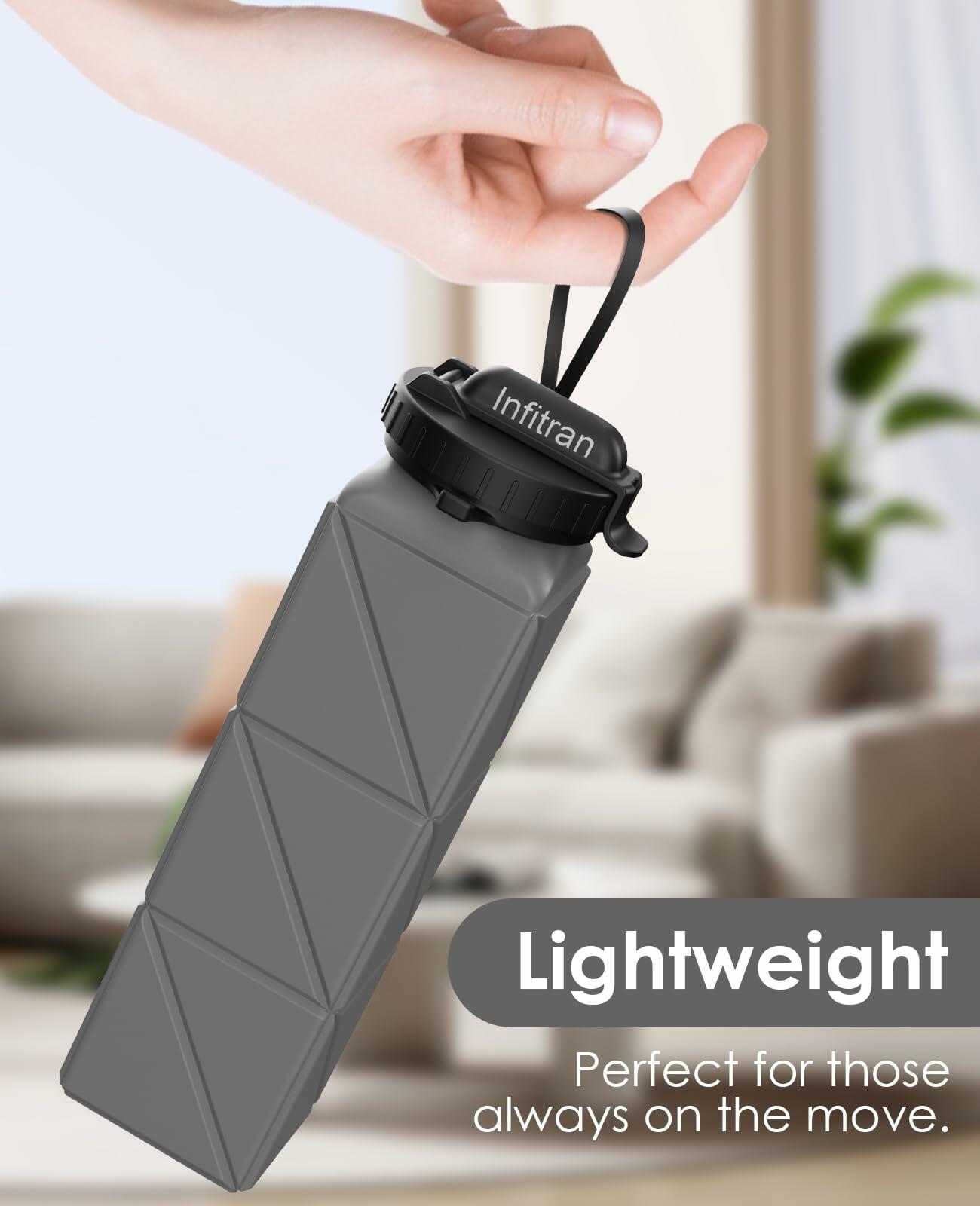 Infitran 4 Pack Collapsible Silicone Water Bottles 20.6oz BPA-Free Leak-Proof