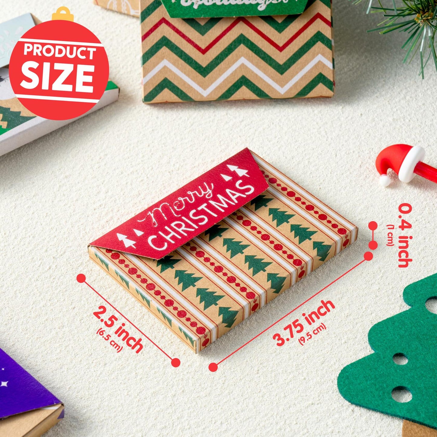 JOYIN 12PCS Gift Card Boxes Holder 3.75x2.5 Brown Kraft Paper Xmas