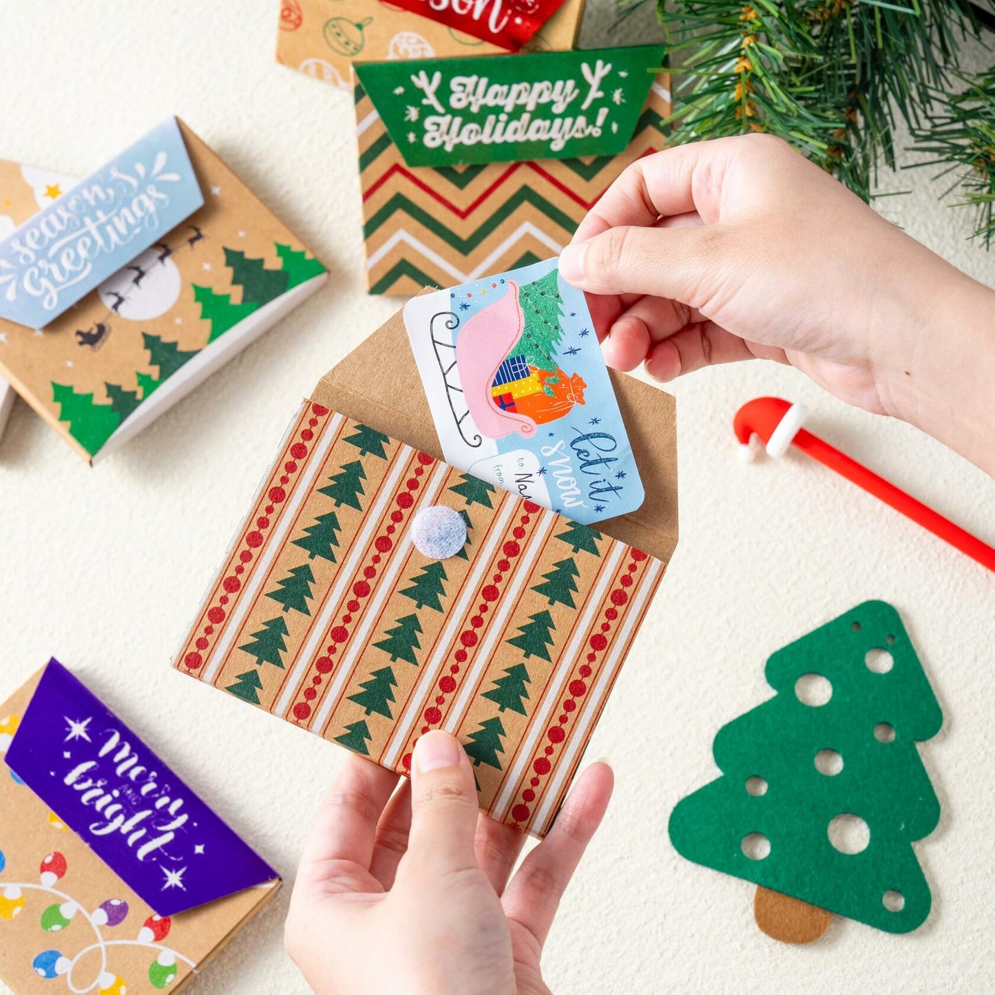 JOYIN 12PCS Gift Card Boxes Holder 3.75x2.5 Brown Kraft Paper Xmas