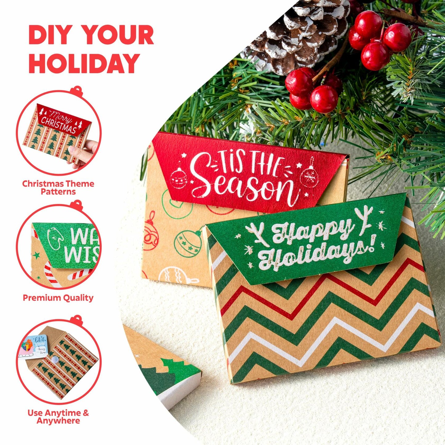 JOYIN 12PCS Gift Card Boxes Holder 3.75x2.5 Brown Kraft Paper Xmas