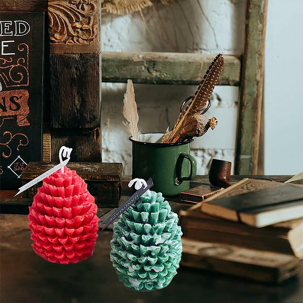 Christmas Pinecone Silicone Candle Mold 3D Xmas Resin Concrete DIY White 1pc