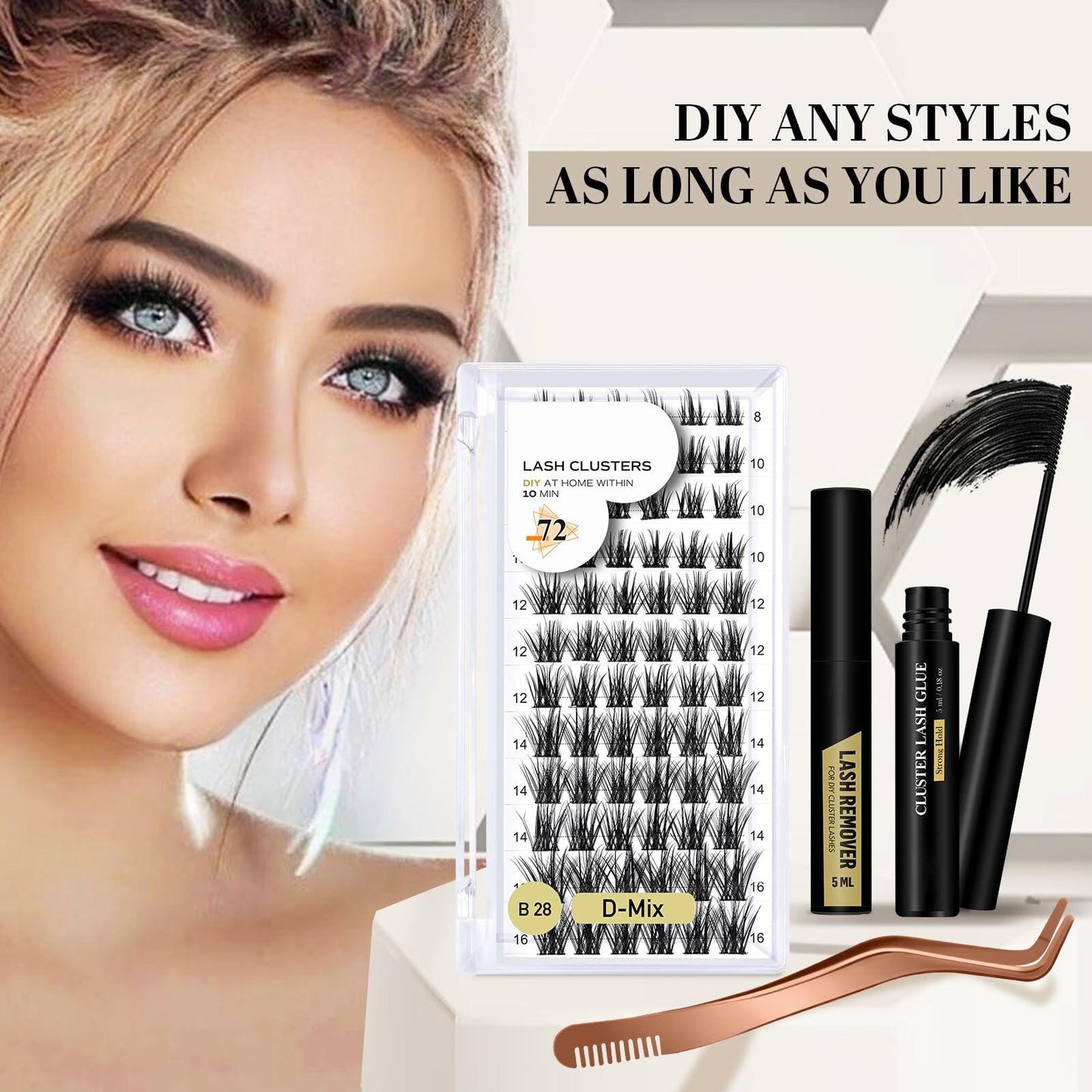 B&Qaugen DIY Lash Extension Kit B11 Individual Clusters Glue Remover