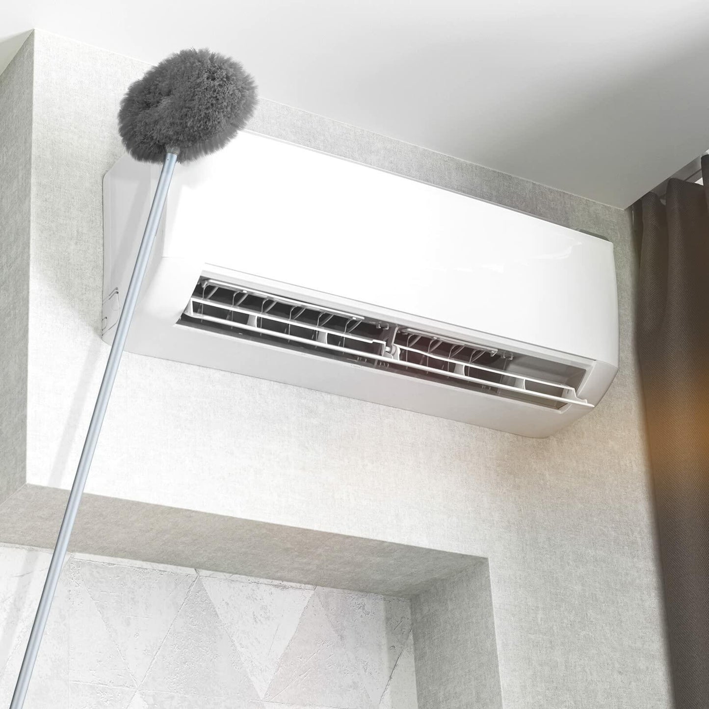 Hoolerry Ceiling Fan Cleaner Duster Microfiber Extendable Pole 13-49.7in Gray