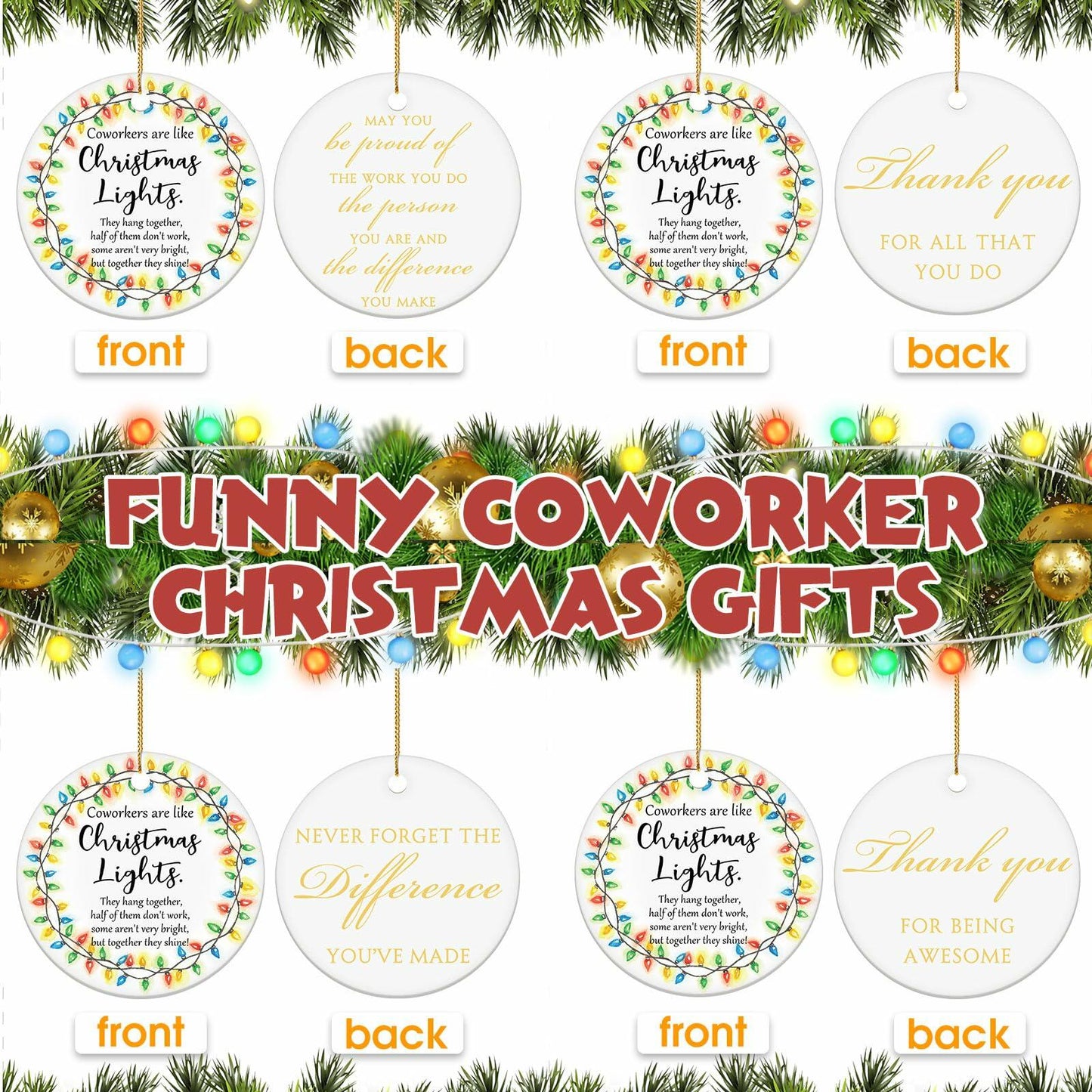 Layhit Ceramic Christmas Employee Appreciation Ornaments 16 Pcs Xmas Decor