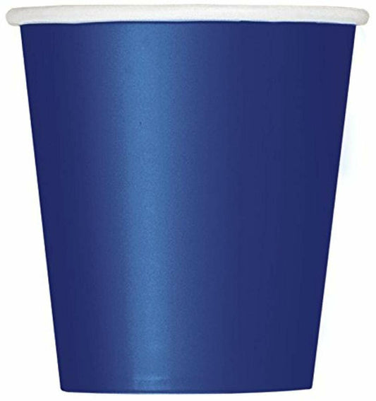 True Navy Blue Solid Paper Cups 9oz Pack of 14 Premium Disposable Drinkware