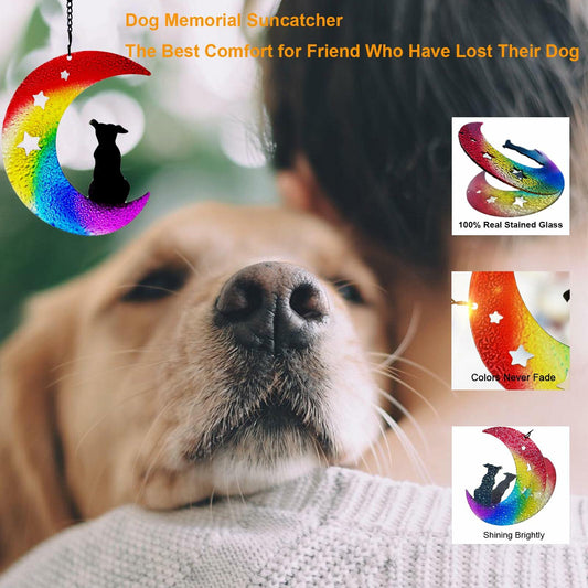Dog Memorial Suncatcher Stained Glass Window Hanging Pet Sympathy Gift